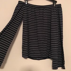 Navy off this shoulder blouse